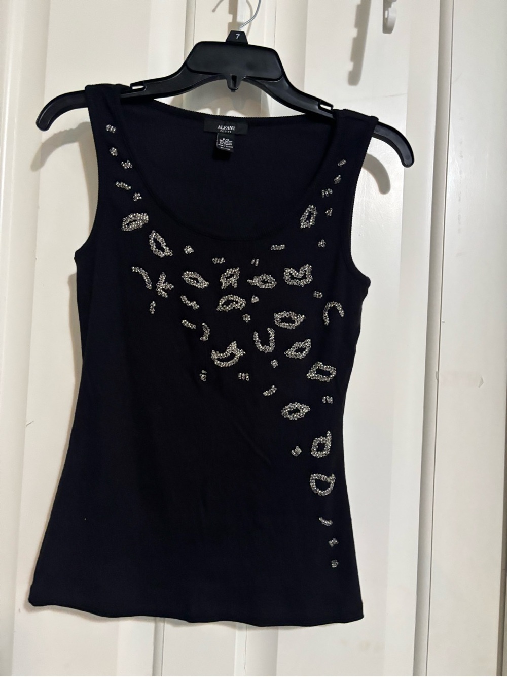 Alfani Black Embellished Sleeveless Tank Top Petite Small New